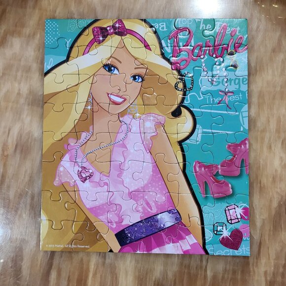 Barbie 48 Piece Puzzle Glam Style Pink Box 2013 Mattel Cardinal Complete - Picture 4 of 4